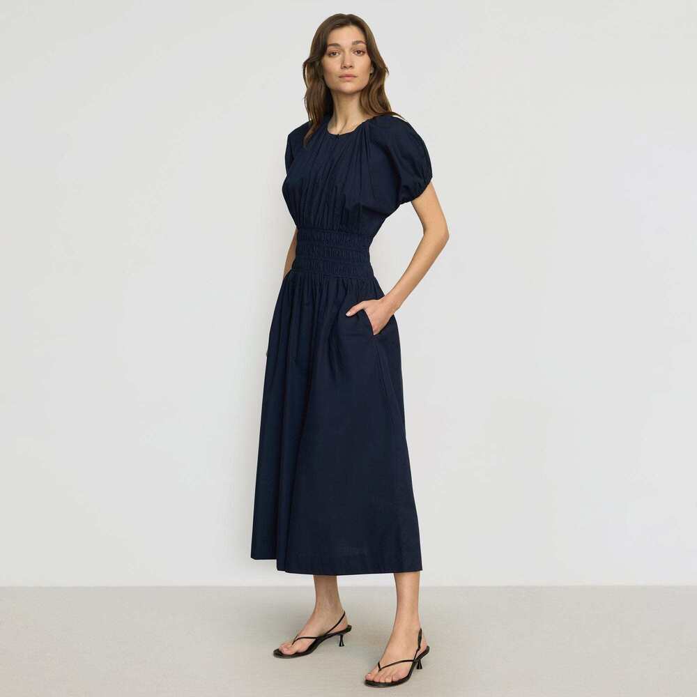Modern Citizen Kyla Organic Cotton Blouson Dress Size MDark Navy / M
